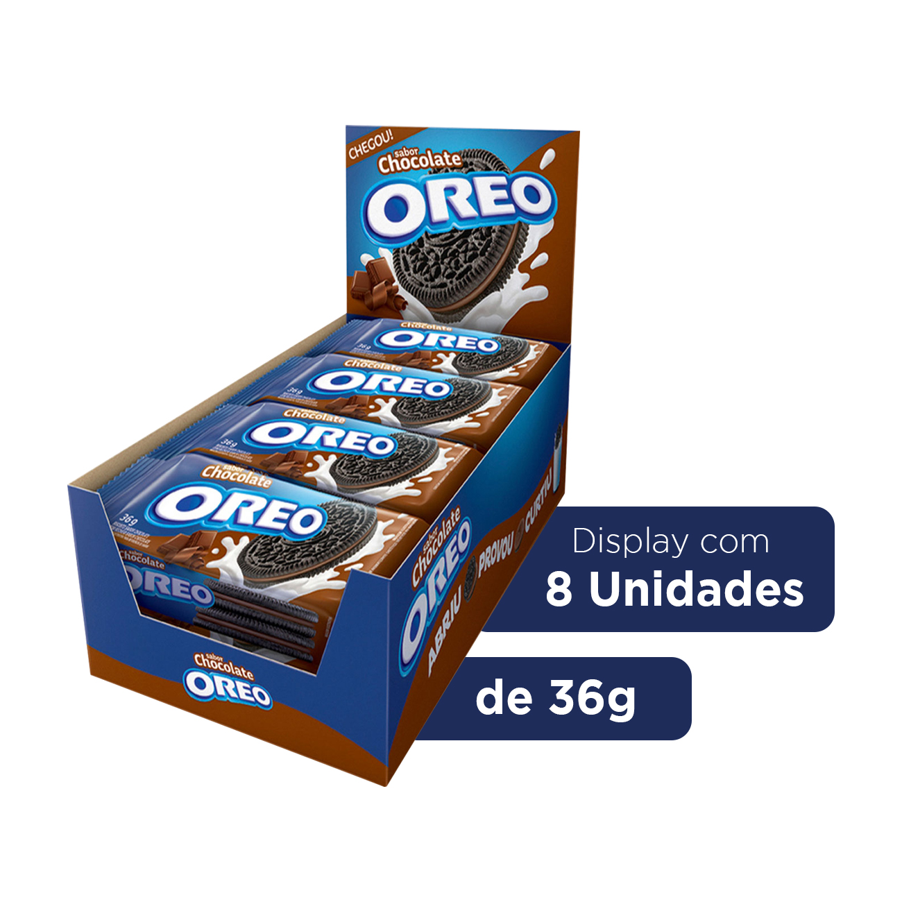 Biscoito Recheado Oreo Chocolate 36g Display com 8 Unidades