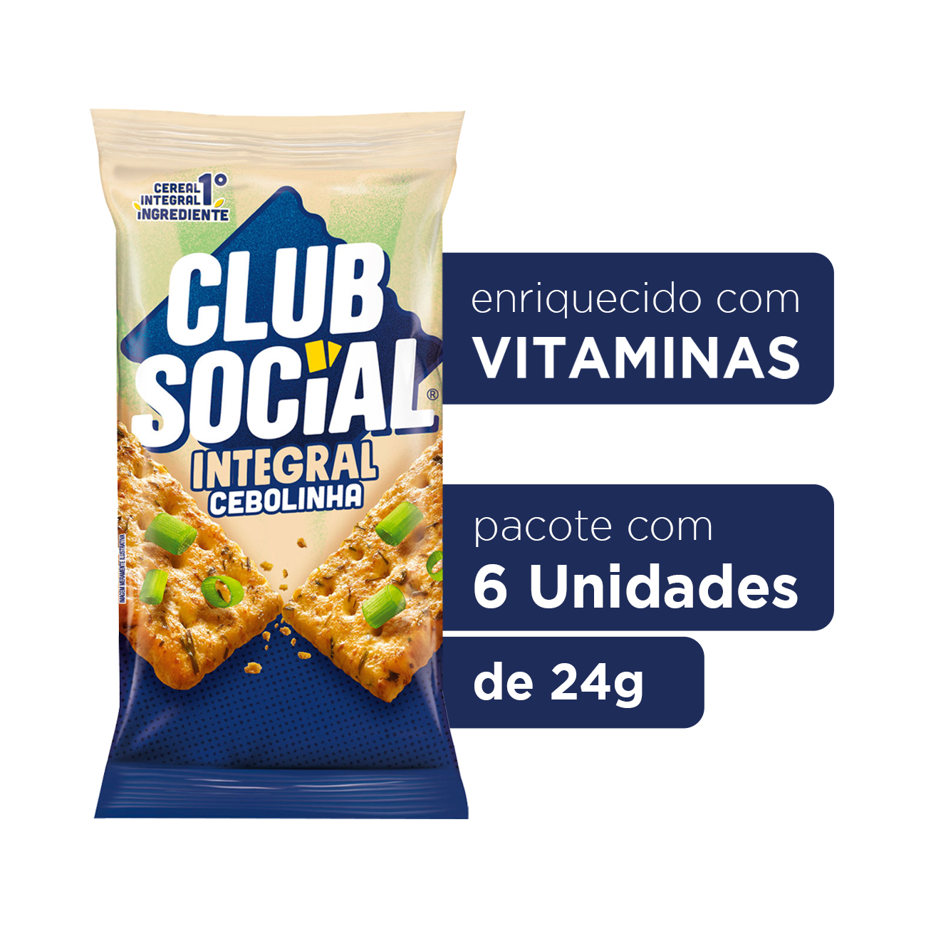 Biscoito Integral Club Social Cebolinha 144g