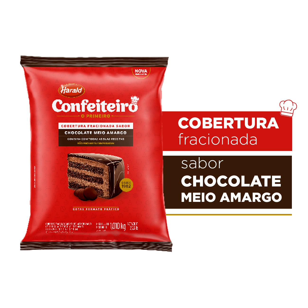 Gotas de Chocolate Harald Confeiteiro Meio Amargo 1,05kg