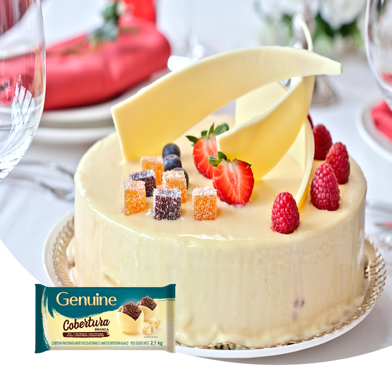 Cobertura de Chocolate em Barra Cargill Genuine Fracionada Branco 2,1kg