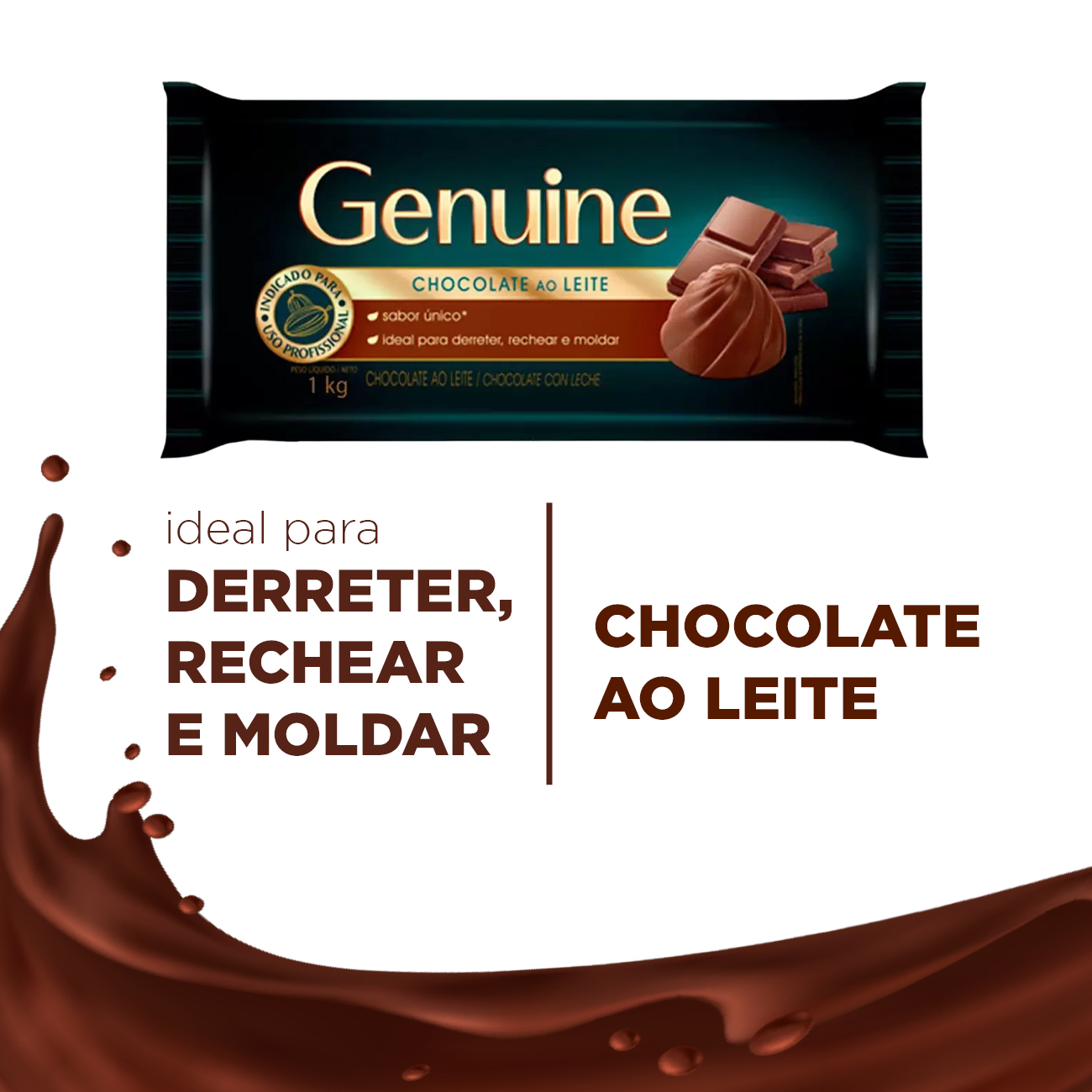 Cobertura de Chocolate em Barra Cargill Genuine ao Leite 1kg