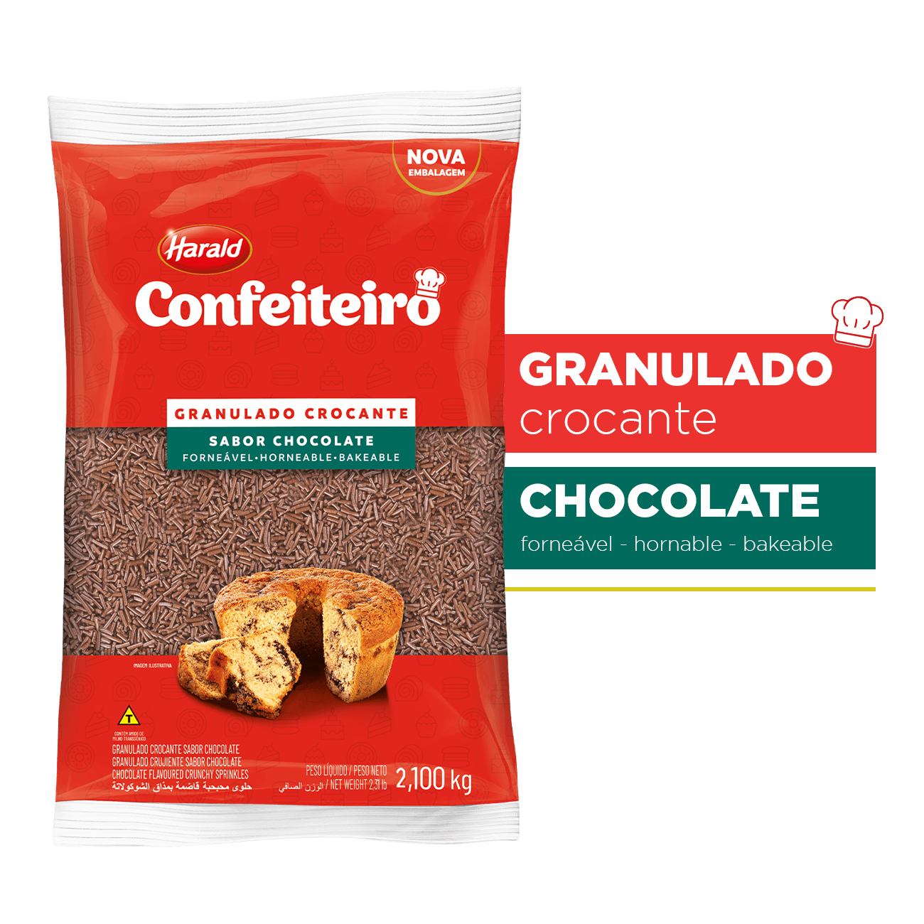 Chocolate Granulado Harald Confeiteiro Crocante 2,1kg
