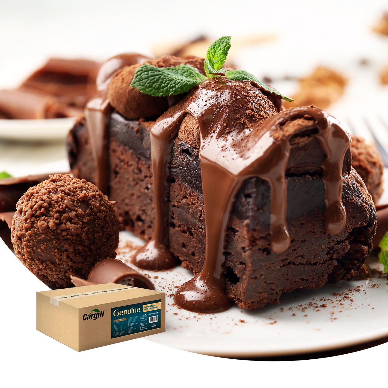 Cobertura de Chocolate em Raspas Cargill Genuine Kibbles ao Leite Caixa 7kg