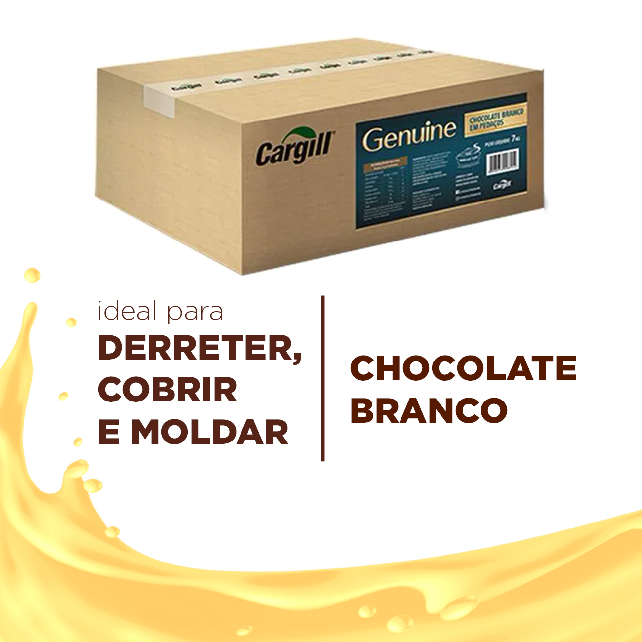 Cobertura de Chocolate em Raspas Cargill Genuine Kibbles Branco Caixa 7kg
