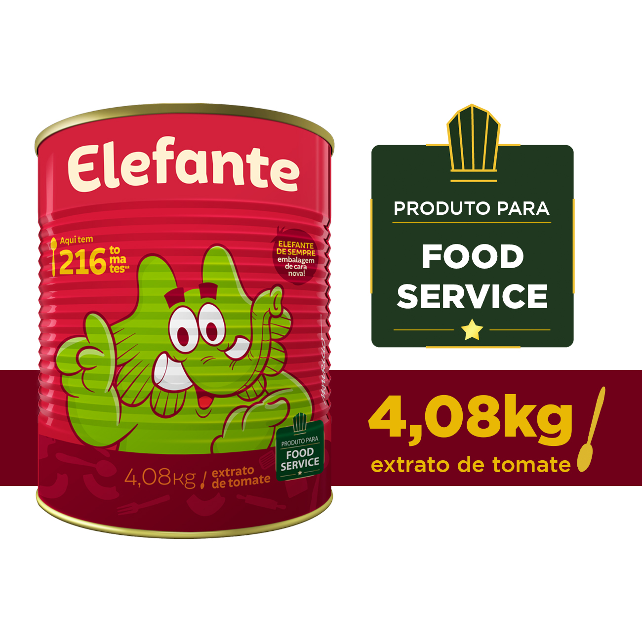 Extrato de Tomate Elefante Tradicional Lata 4,08kg