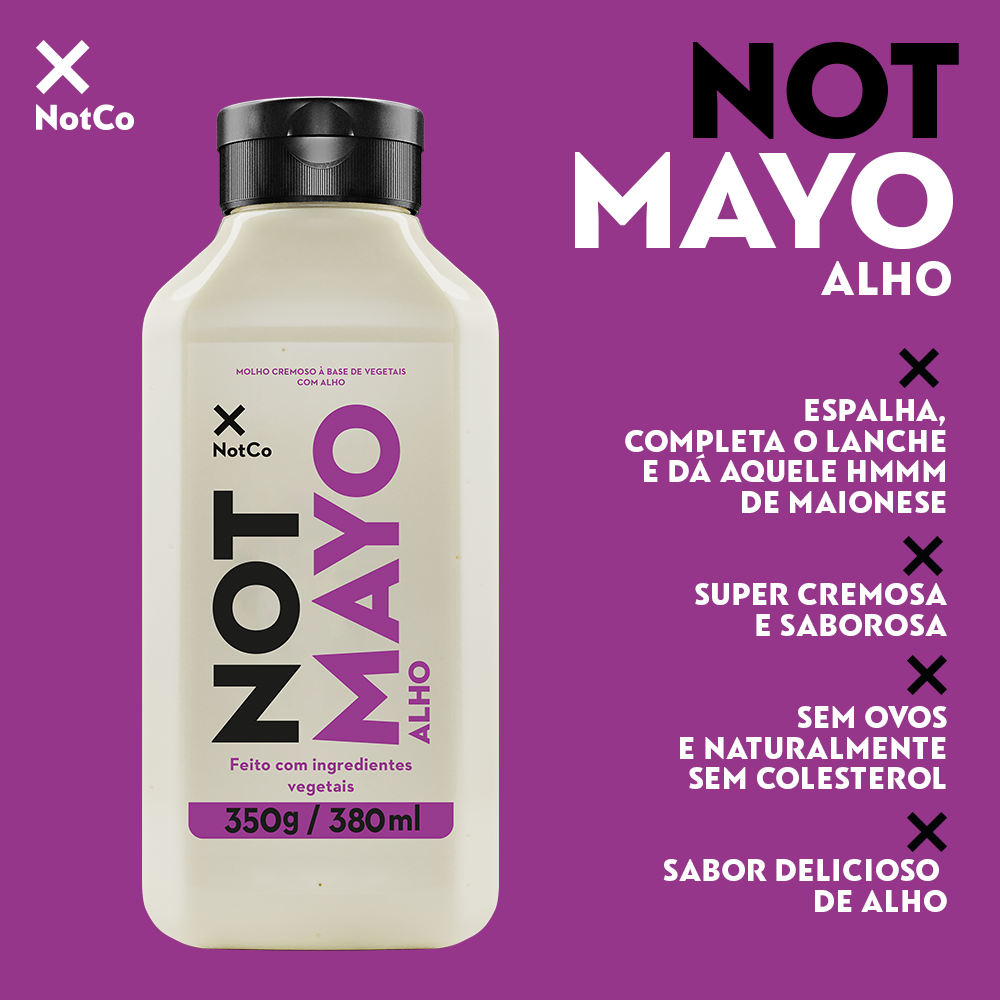 Not Mayo Maionese Vegetal Alho 350g | Caixa com 12 Unidades