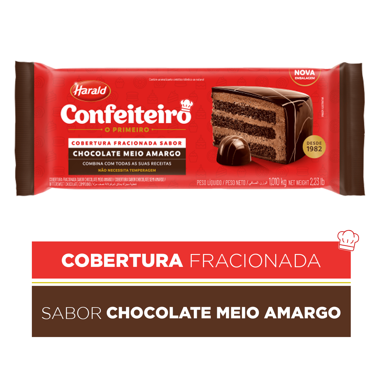 Chocolate Meio Amargo Confeiteiro Harald 1,01kg