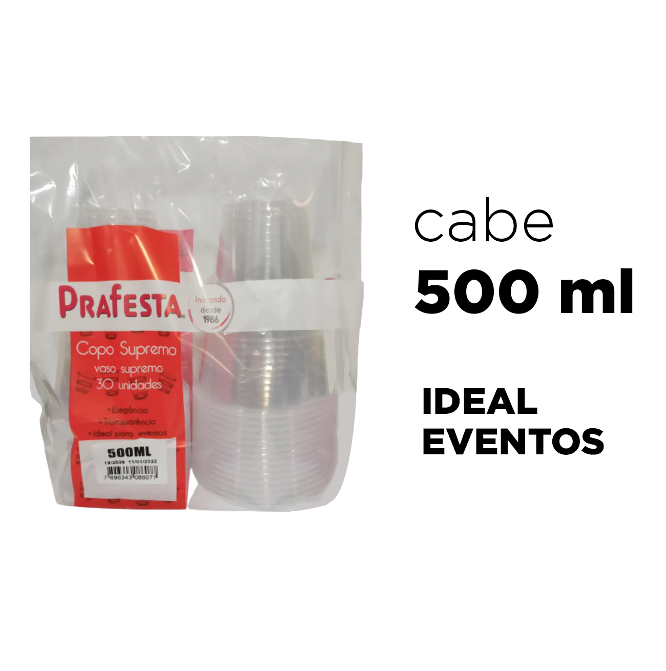Copo Descartvel Prafesta Semi Acrlico 500ml Pacote com 30 unidades