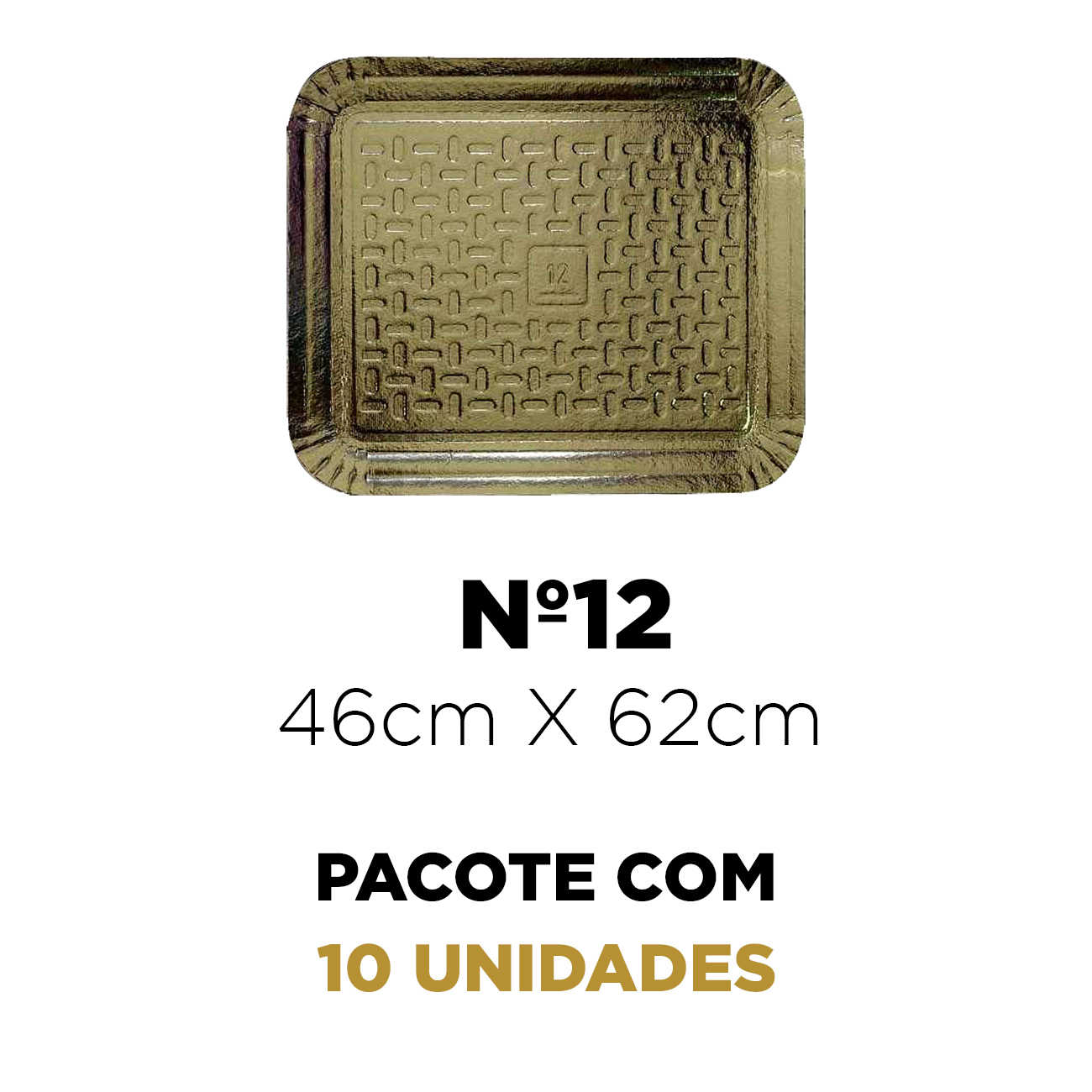 Bandeja Laminada Pitpratos Ouro N12 46X62cm Pacote com 10 Unidades