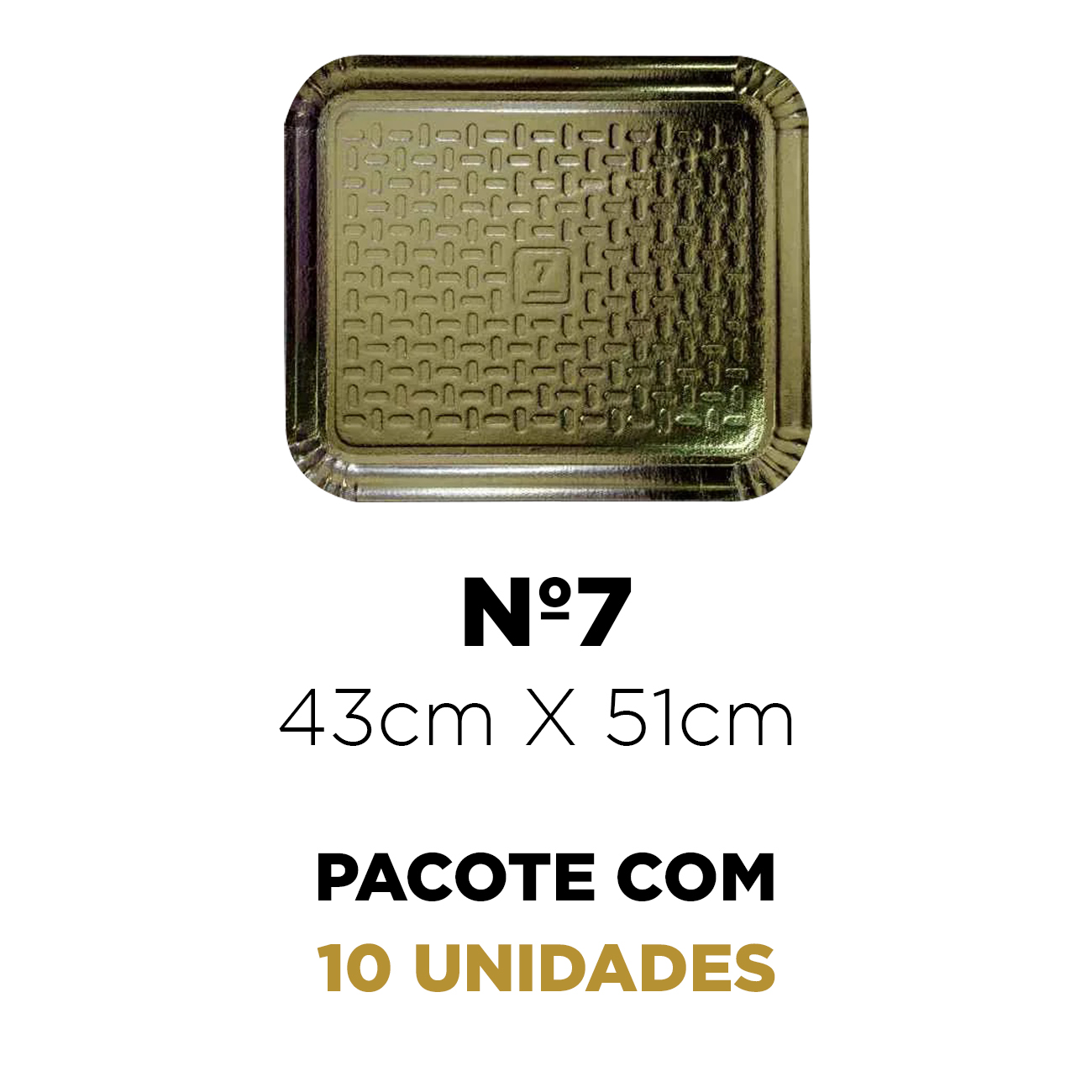 Bandeja Laminada Pitpratos Ouro N7 43X51cm Pacote com 10 Unidades