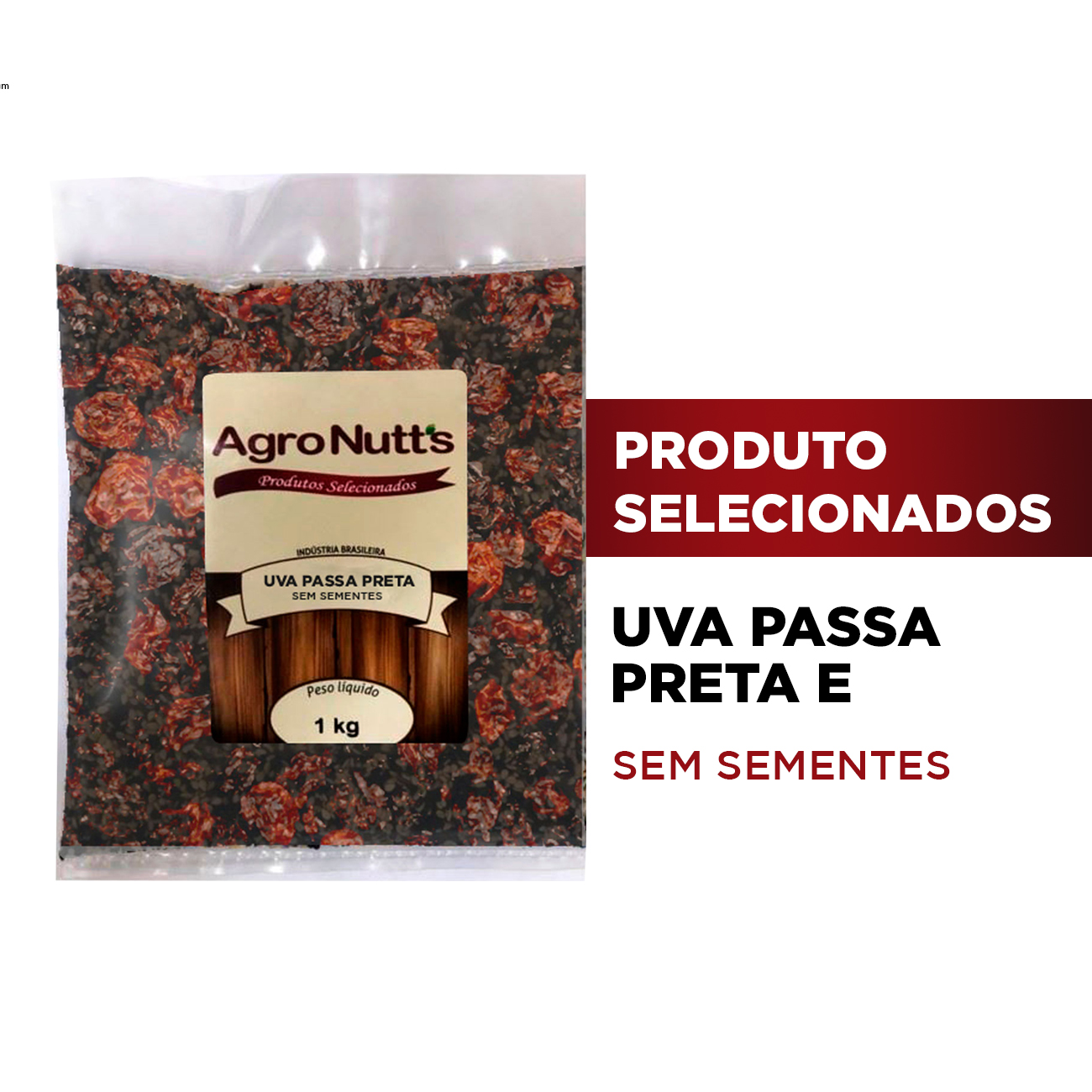 Uva Passa Preta Agronutts Sem Semente Pacote 1kg
