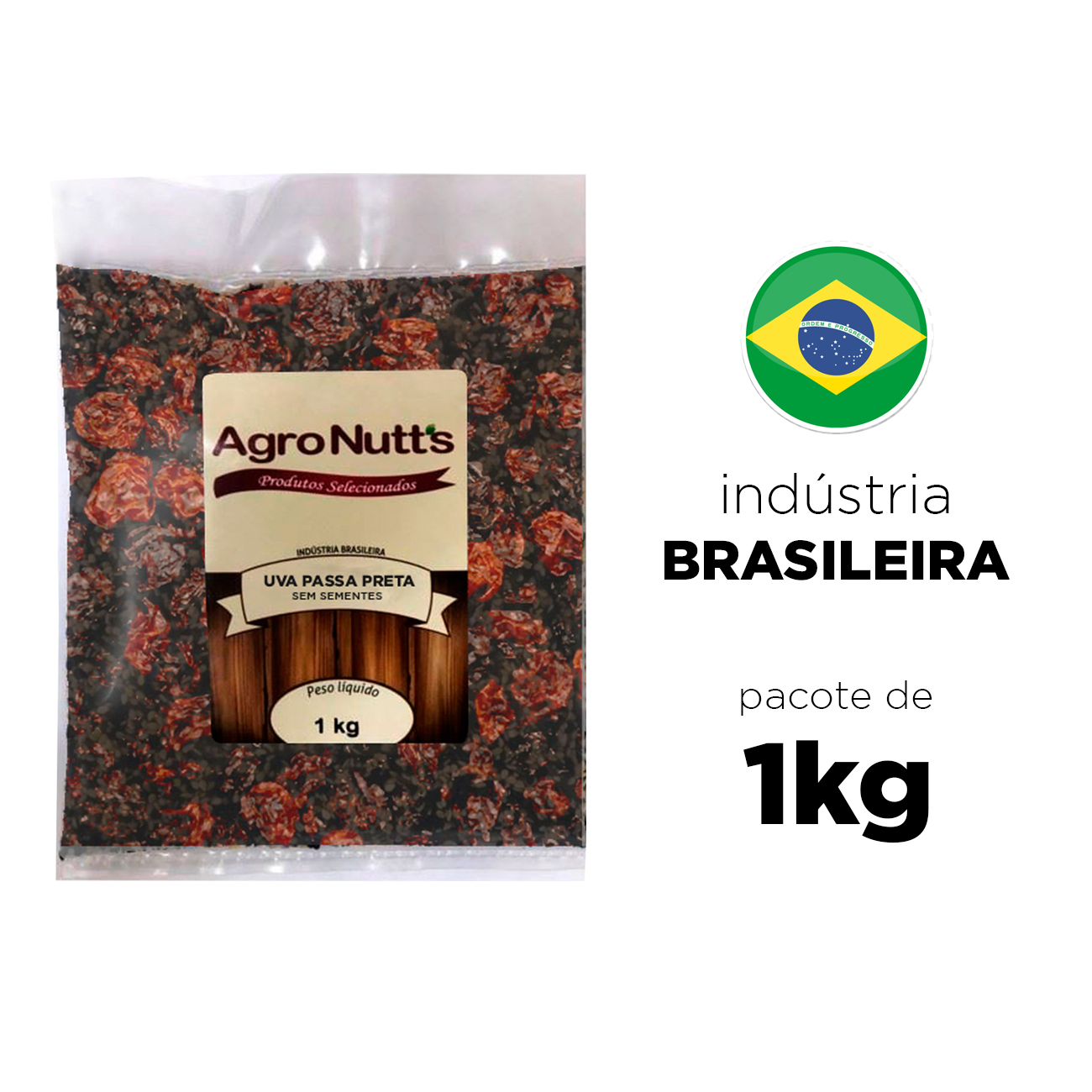 Uva Passa Preta Agronutts Sem Semente Pacote 1kg