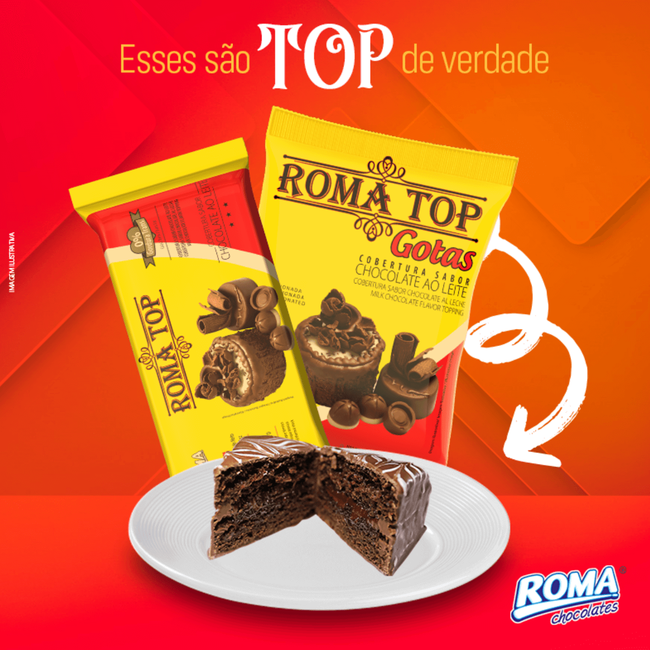 Cobertura de Chocolate em Barra Roma Top ao Leite 1,01kg