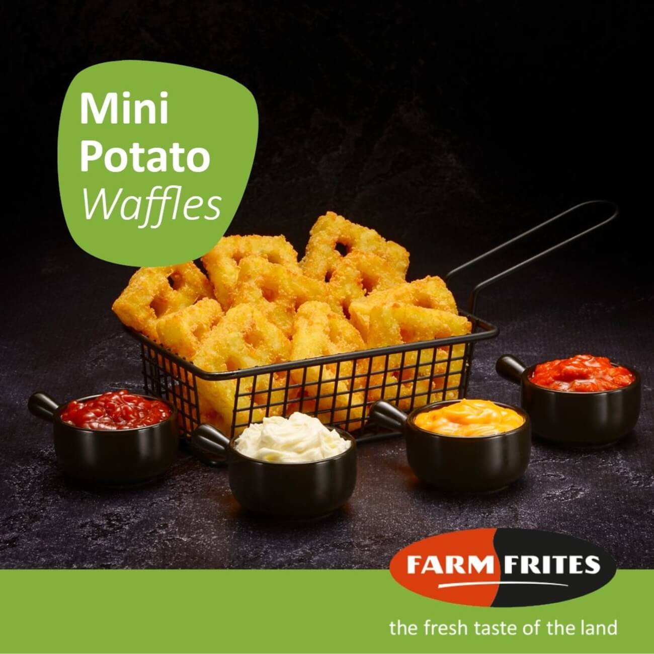 Batata Congelada Mini Potato Waffles Farm Frites 1,1kg