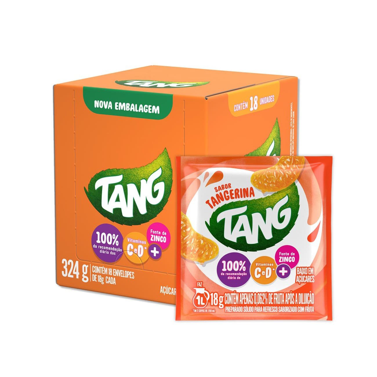 Refresco em P Tang Tangerina 18g | Caixa com 18 Unidades