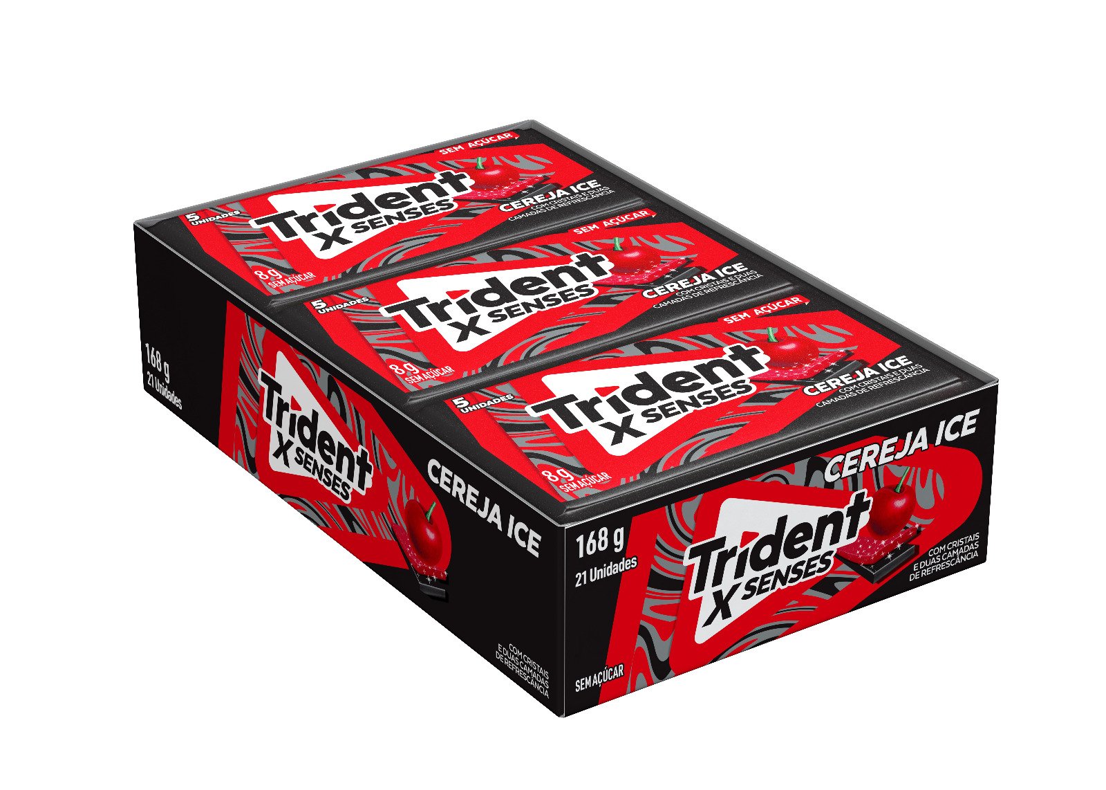 Goma De Mascar Trident 8g Fresh Cereja | Caixa com 21
