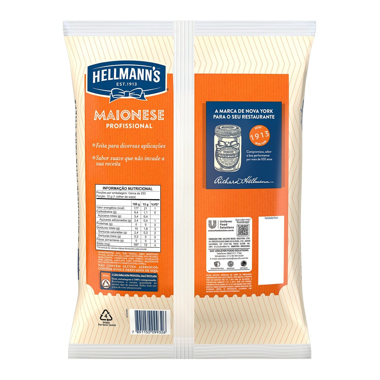 Hellmanns Maionese Profissional Bag 2.8kg